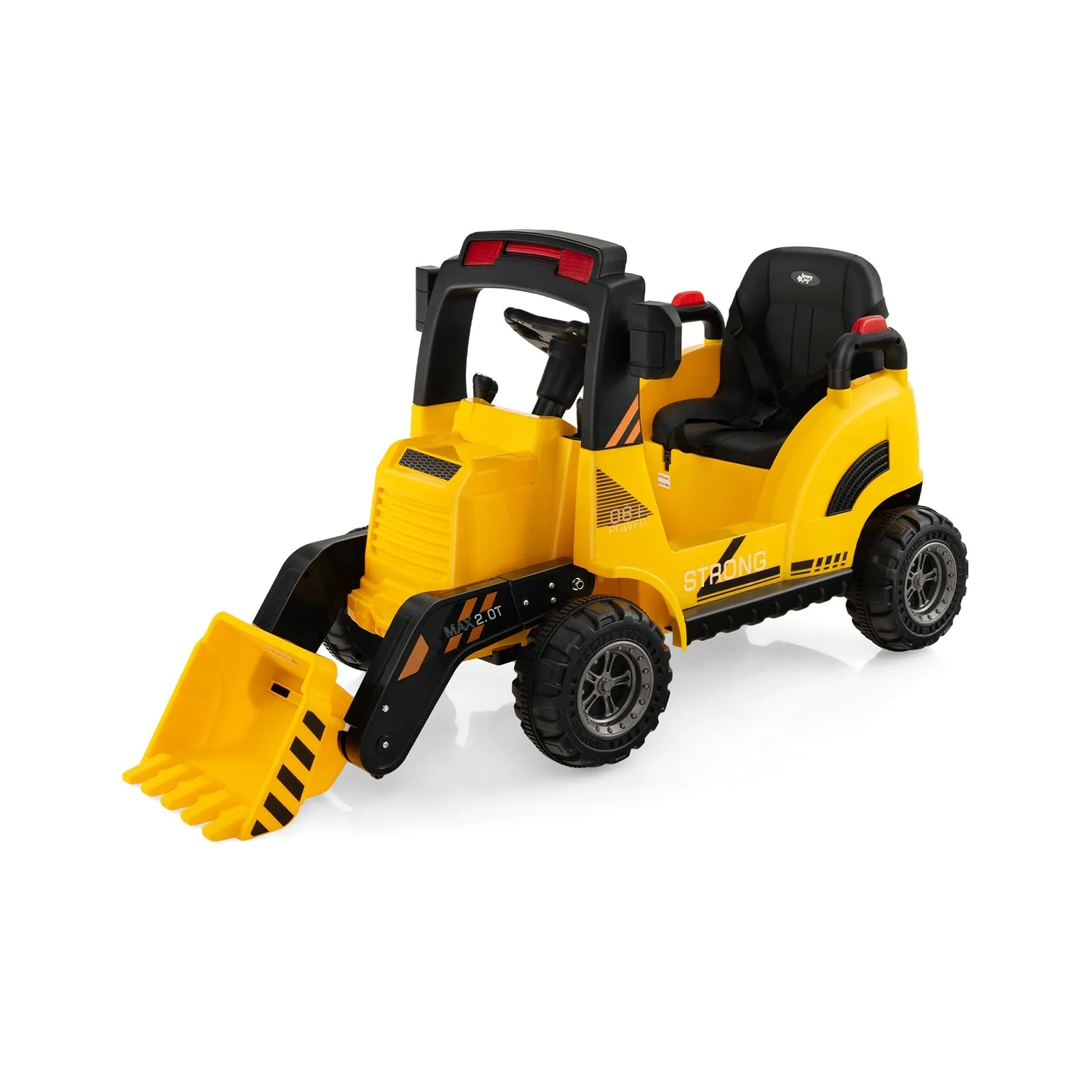 12V Kids Ride On Construction Tractor with Electric Bucket and Music-Yellow