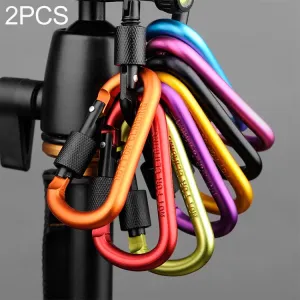 2 PCS D Shape Multi-function Outdoor Aluminium Alloy Mountaineering Buckle Lock, Random Color Delivery