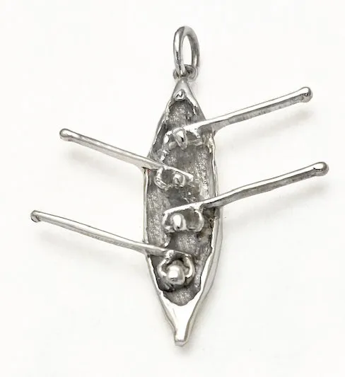 3D Four Person Open Water Rowing Boat with Coxswain Pendant