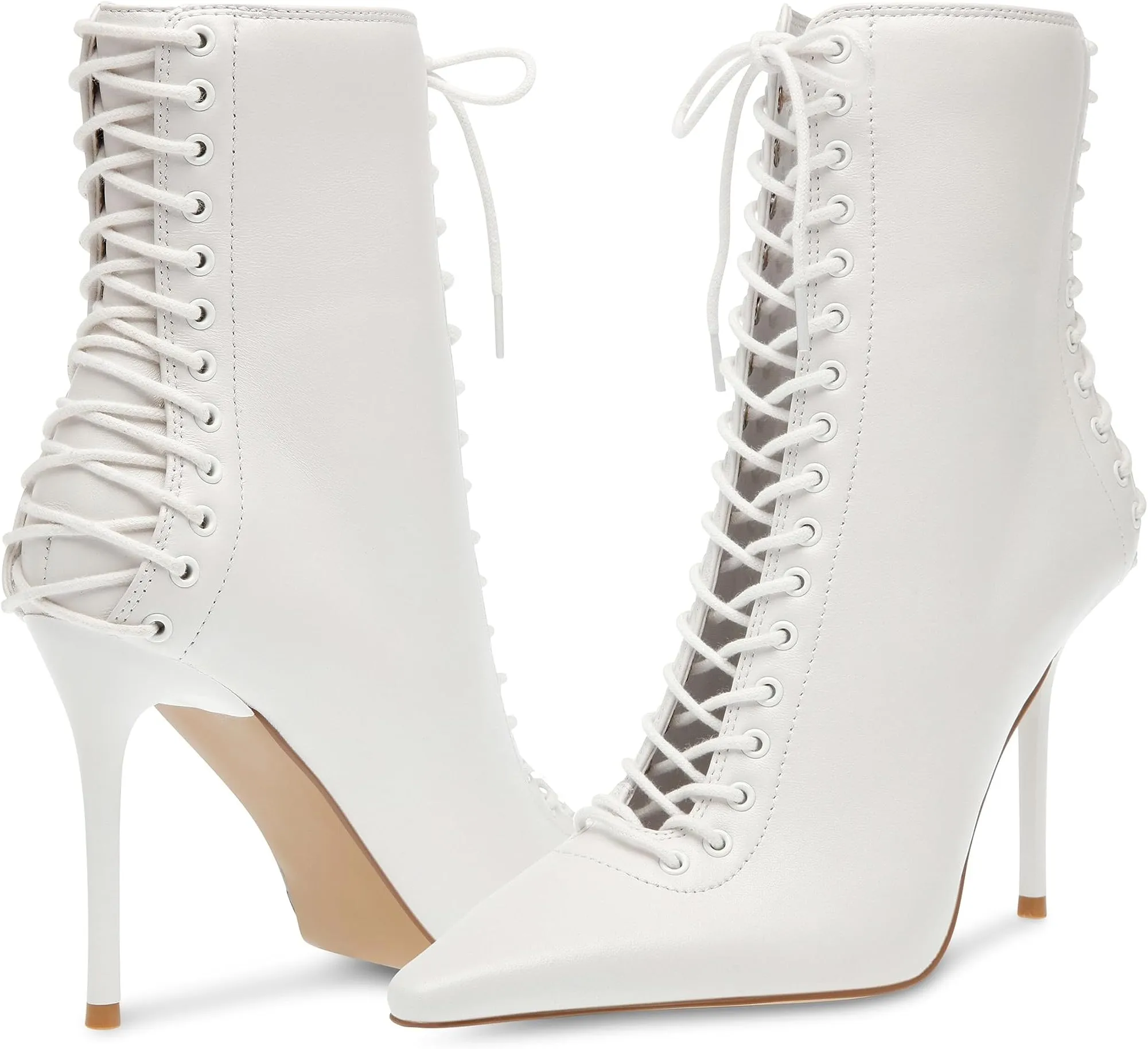 Allnight Steve Madden Lace-Up Boots, White Leather