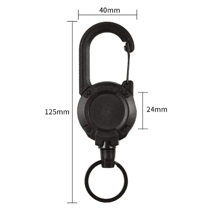 Backpack Carabiner Plastic Retractable Pull Badge Reel, Color: Black-Fiber Rope