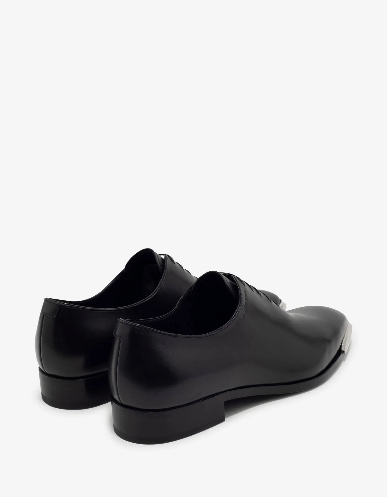 Black Leather Oxford Shoes with Metal Tips