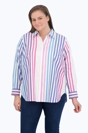 Boyfriend Plus Pinpoint No Iron Ombre Stripe Tunic