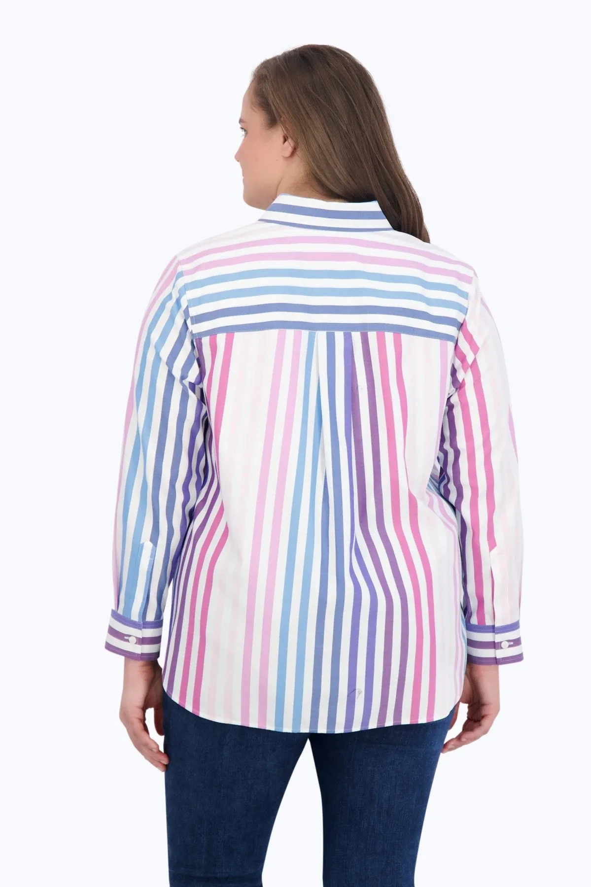 Boyfriend Plus Pinpoint No Iron Ombre Stripe Tunic