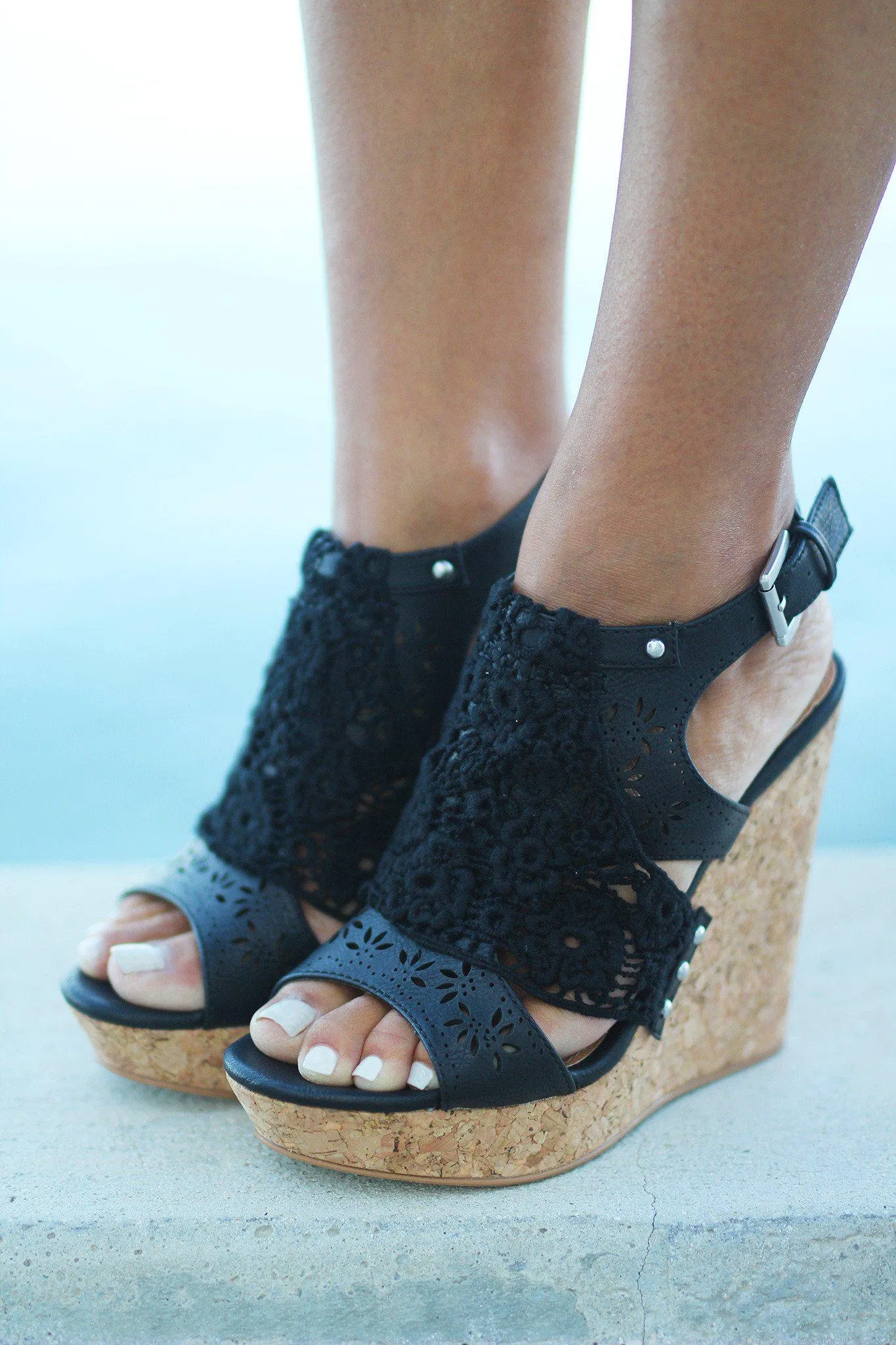 Candace Black Wedges