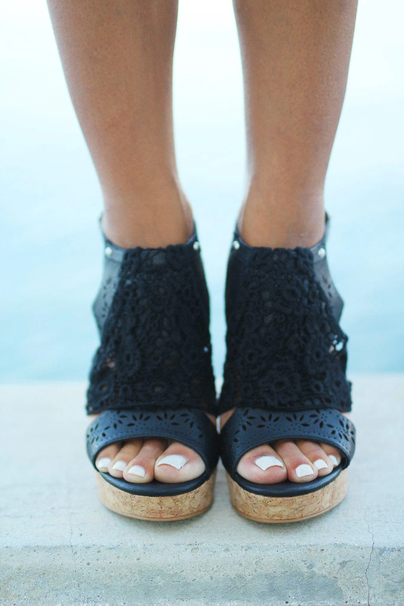 Candace Black Wedges