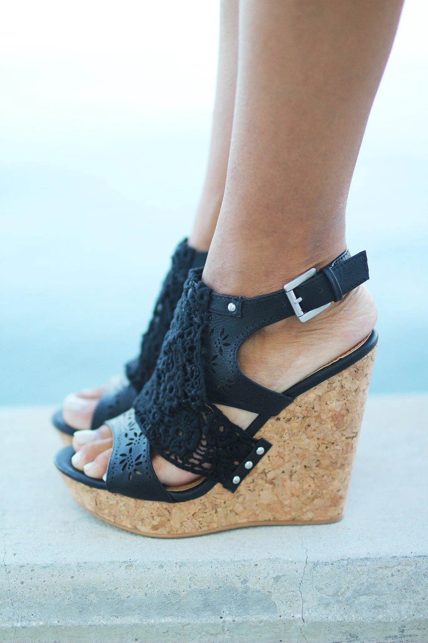 Candace Black Wedges