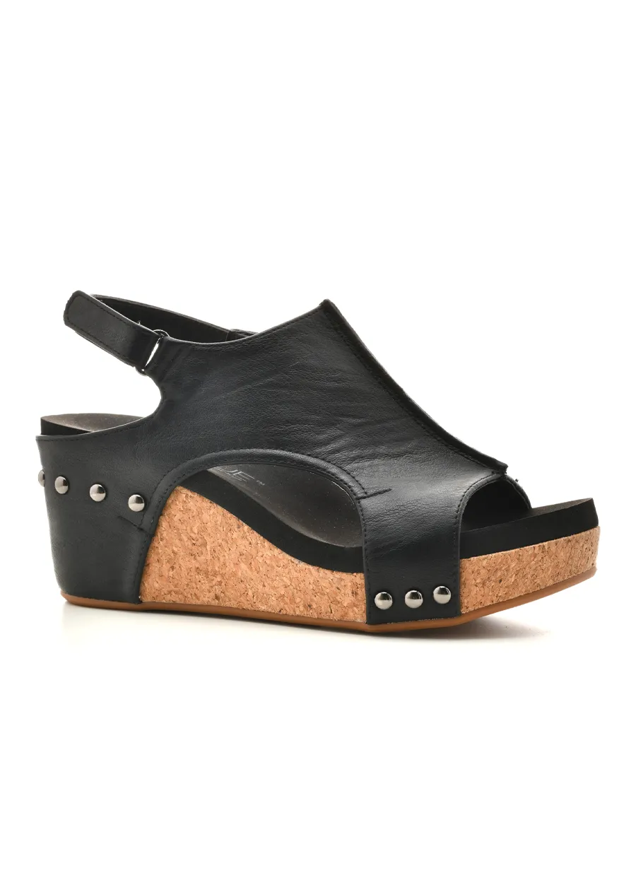 Carley Black Smooth Wedges