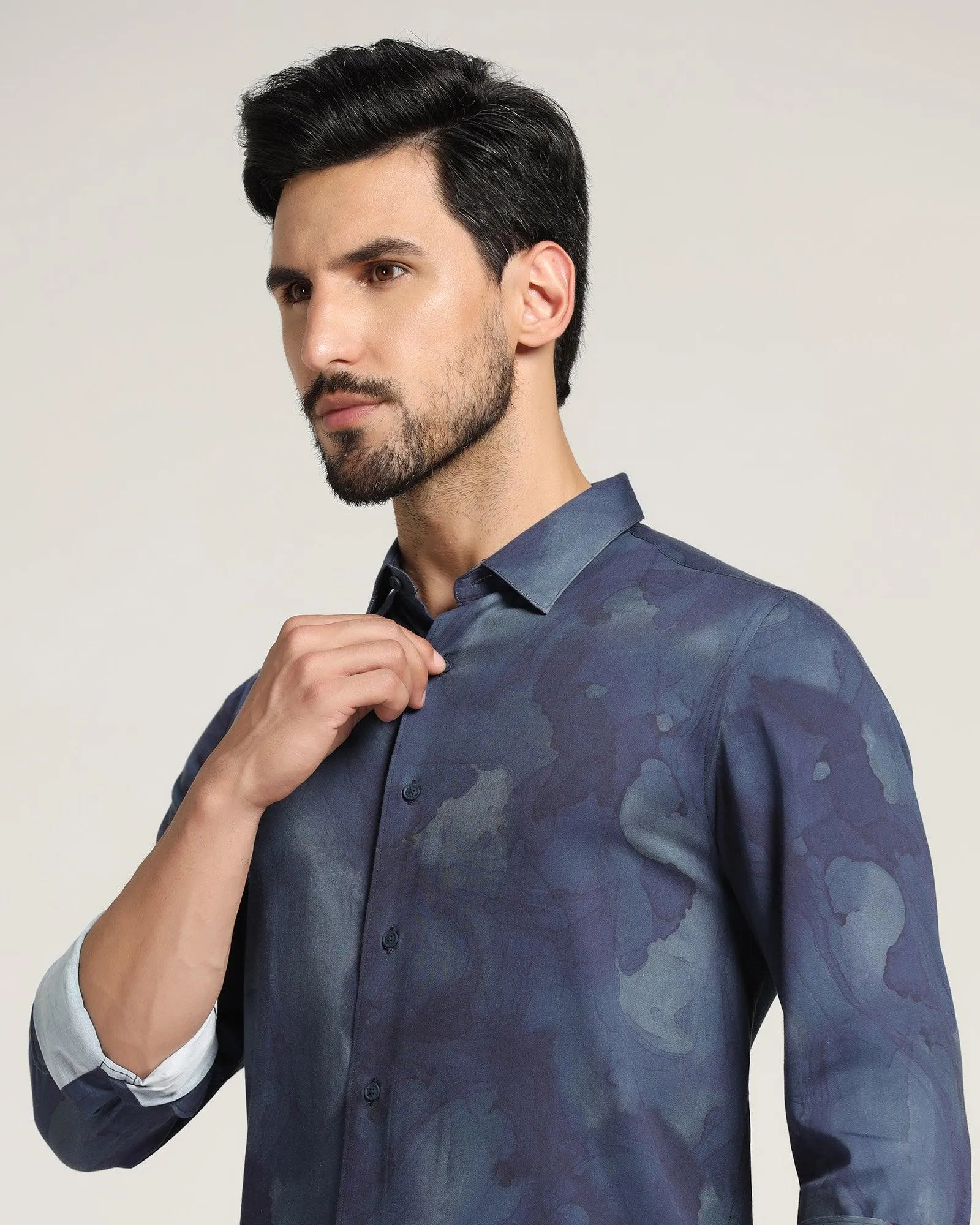 Casual Blue Printed Shirt - Kross