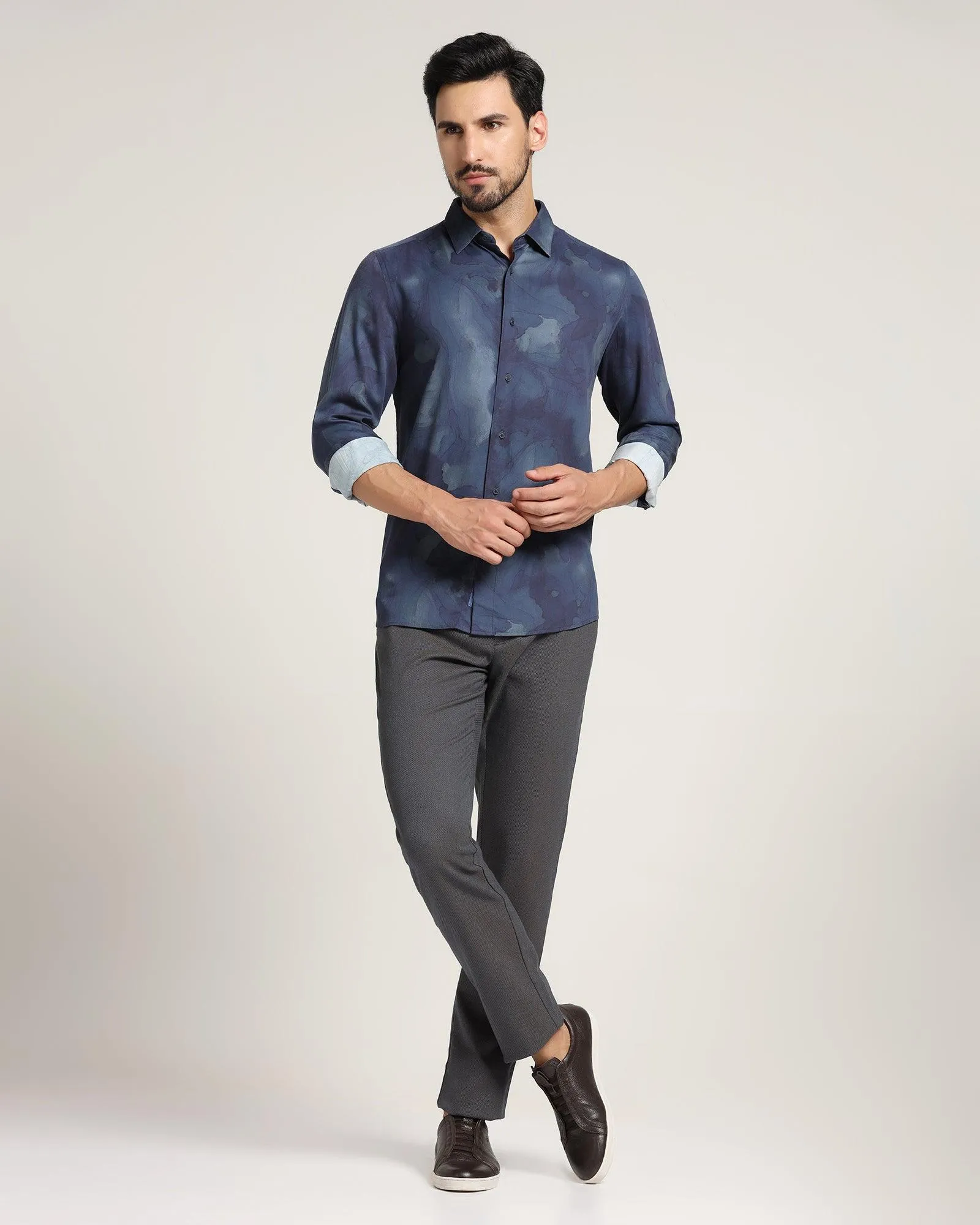 Casual Blue Printed Shirt - Kross