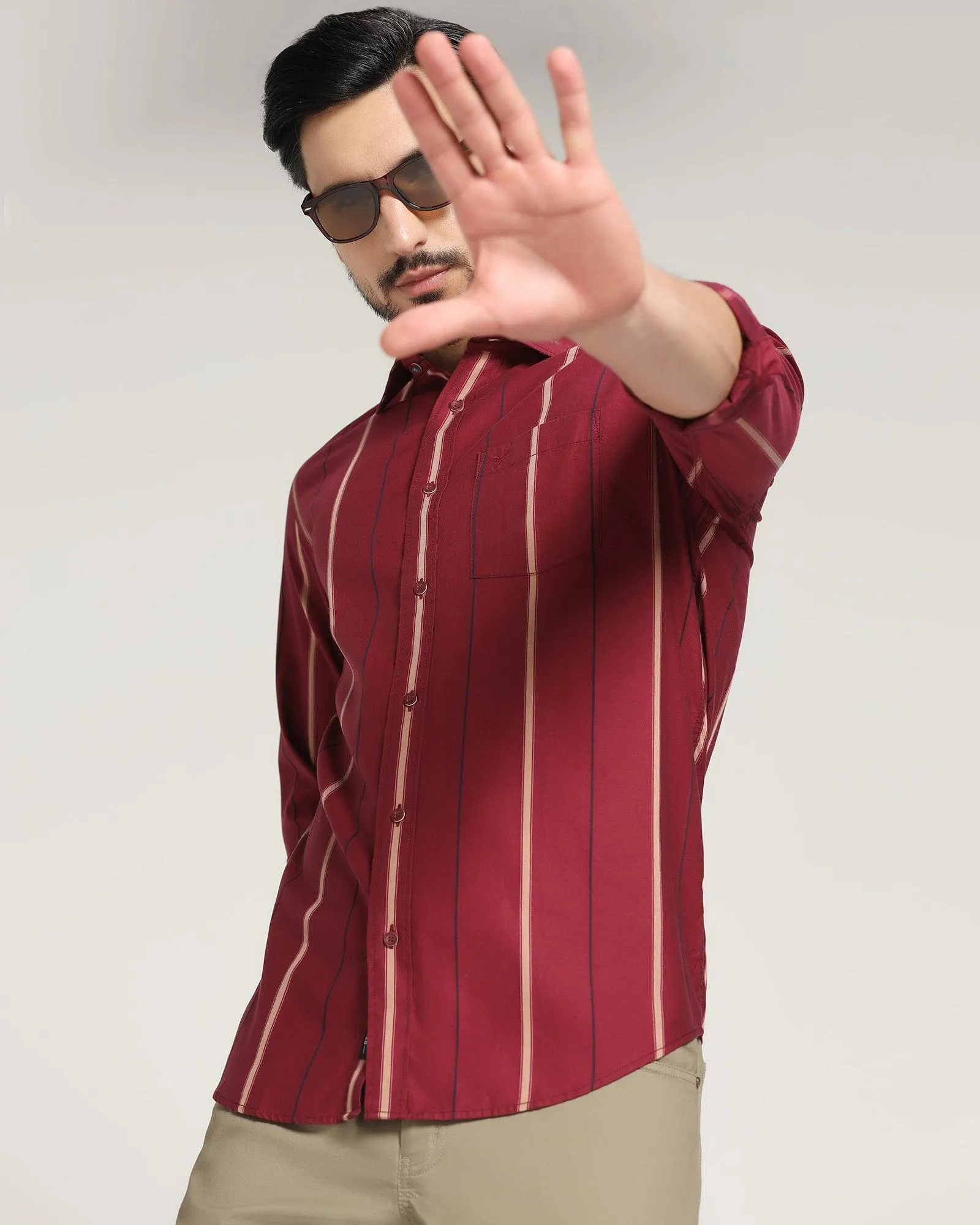 Casual Red Striped Shirt - Lyman