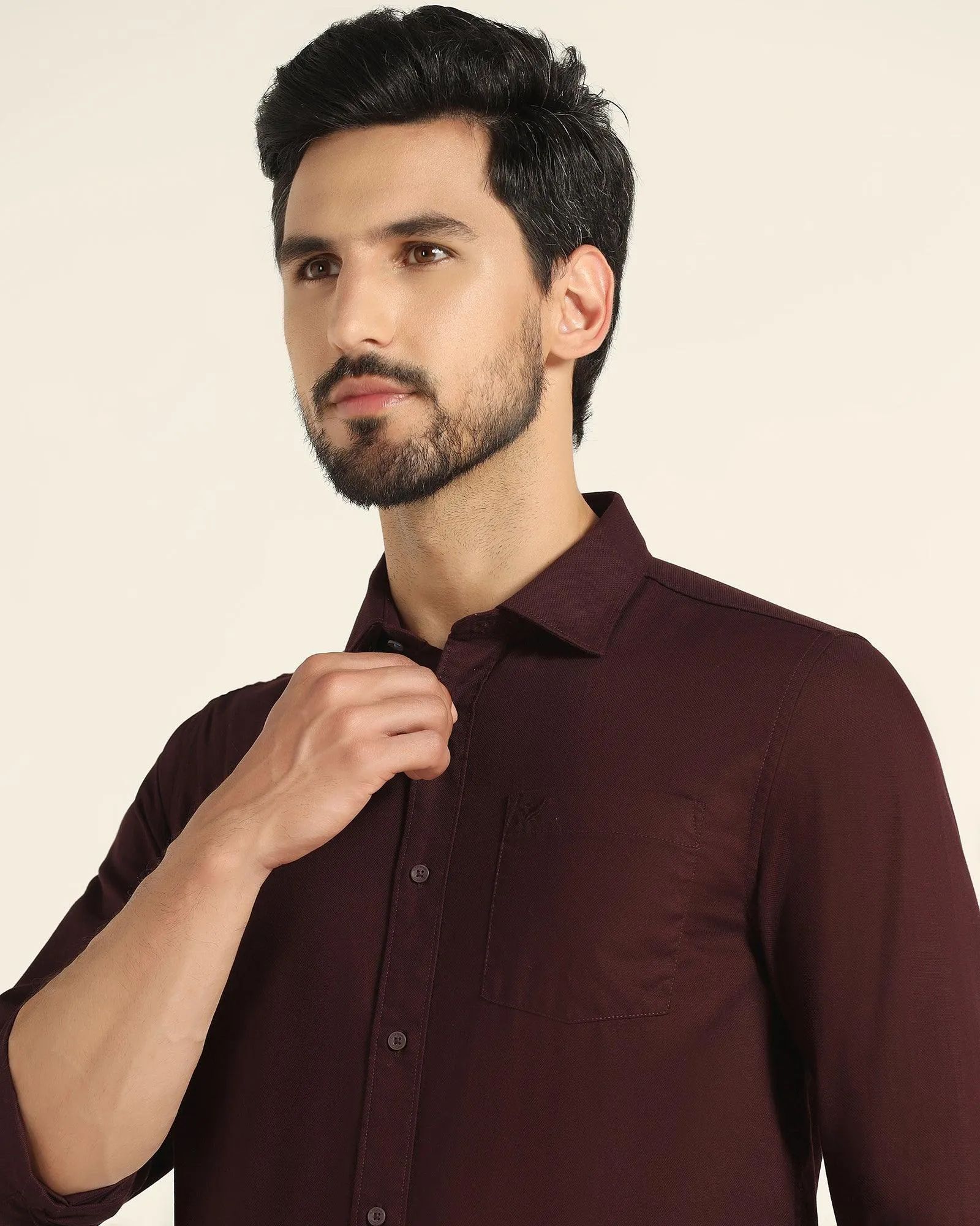 Casual Wine Solid Shirt - Lure