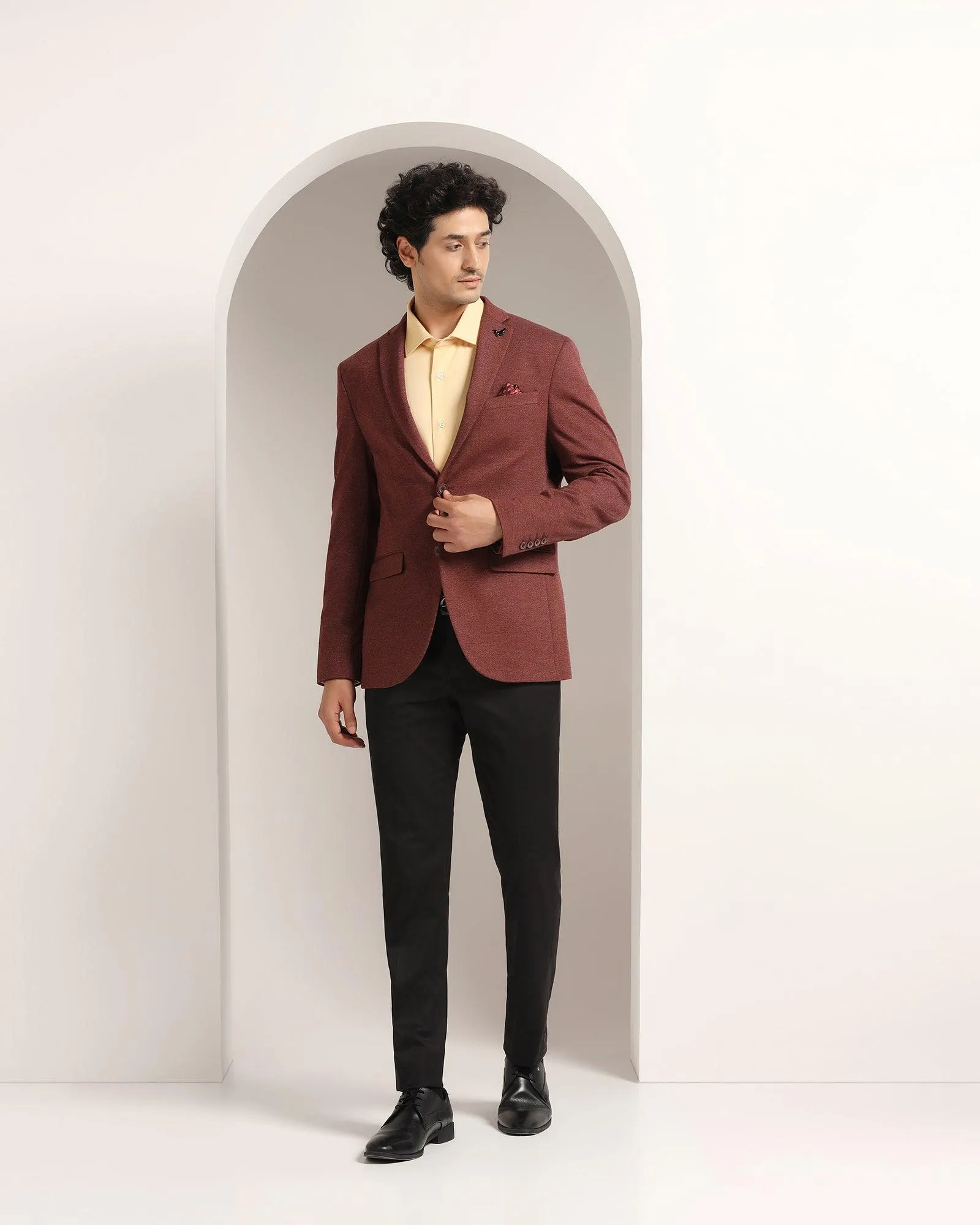 Casual Wine Textured Blazer - Lupin