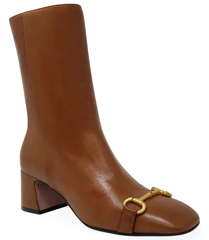 Cognac Leather Back Stripe Boot