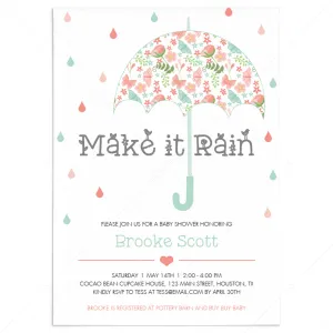 Colorful Rain Baby Shower Invitation Template