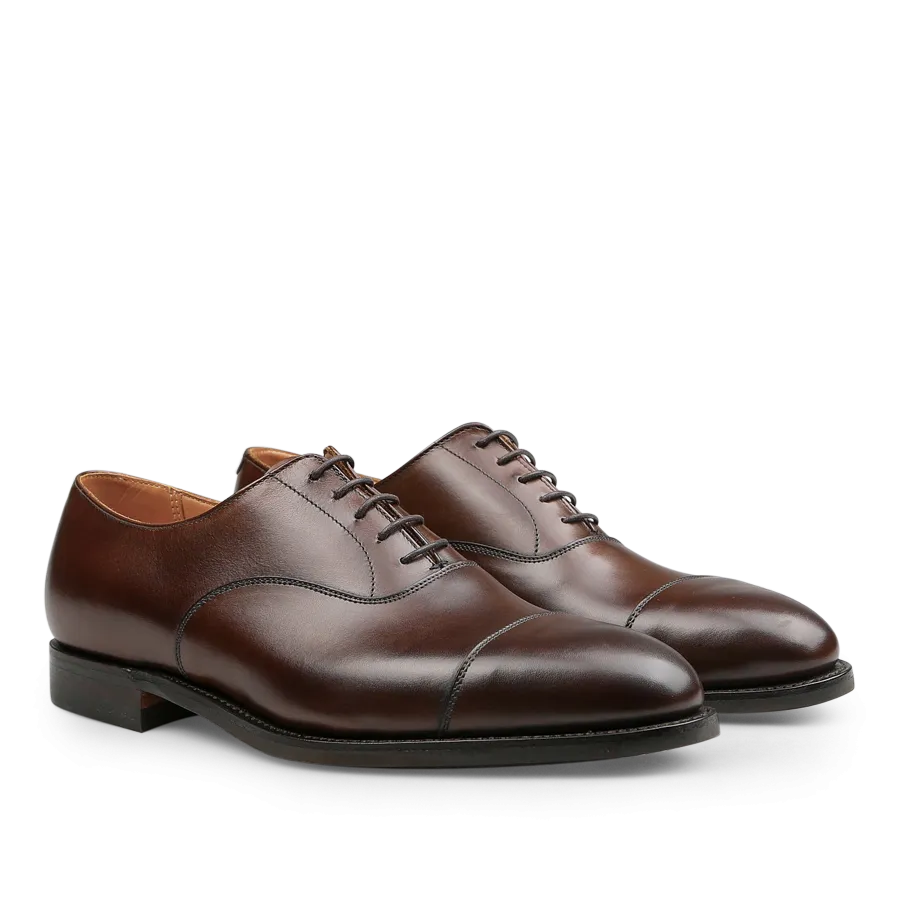 Dark Brown Burnished Calf Connaught Cap Oxfords