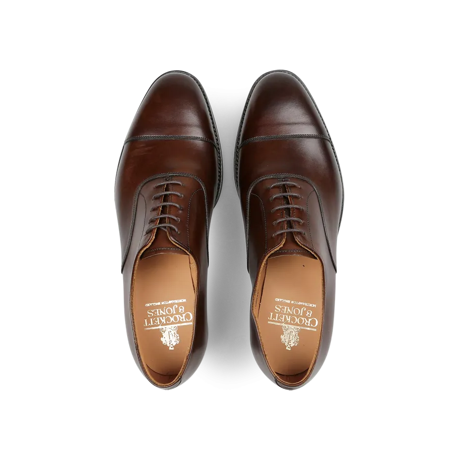 Dark Brown Burnished Calf Connaught Cap Oxfords