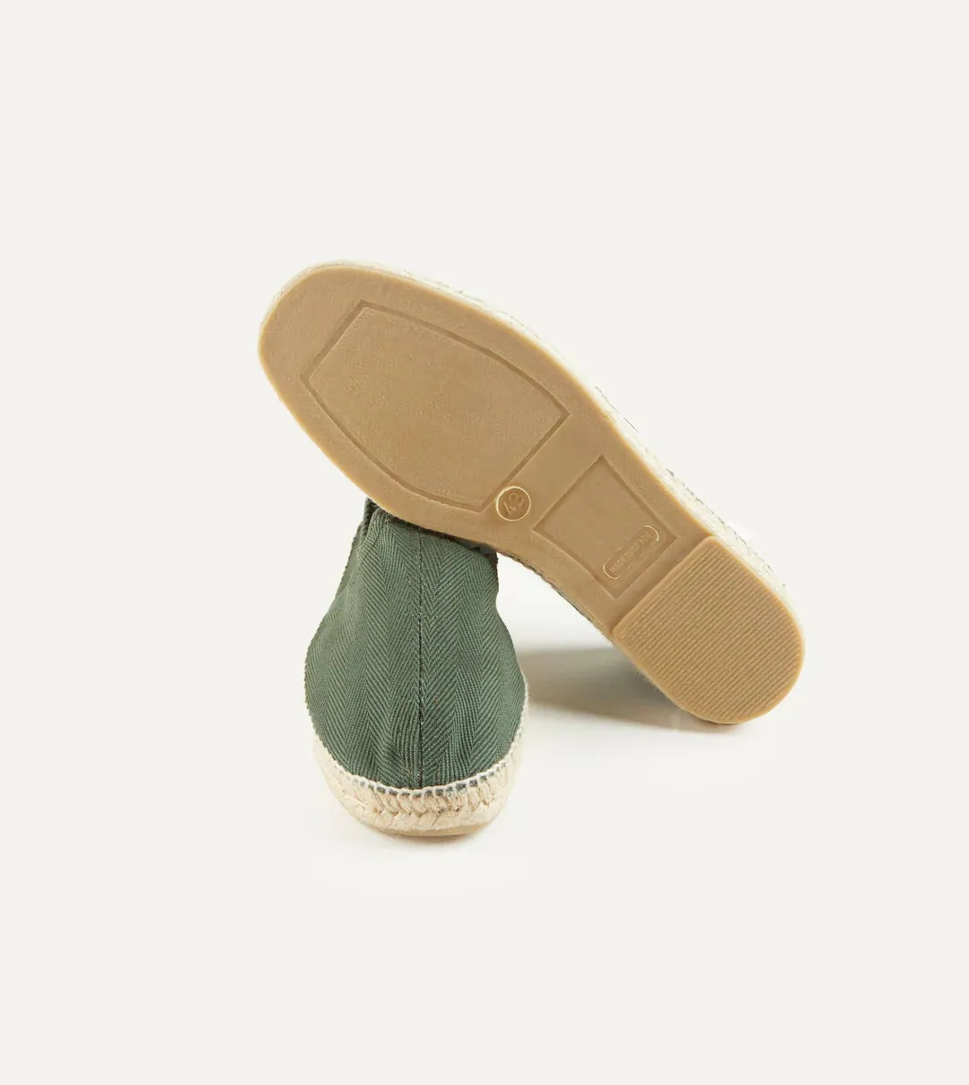 Drake's Cotton Herringbone Espadrilles / Green