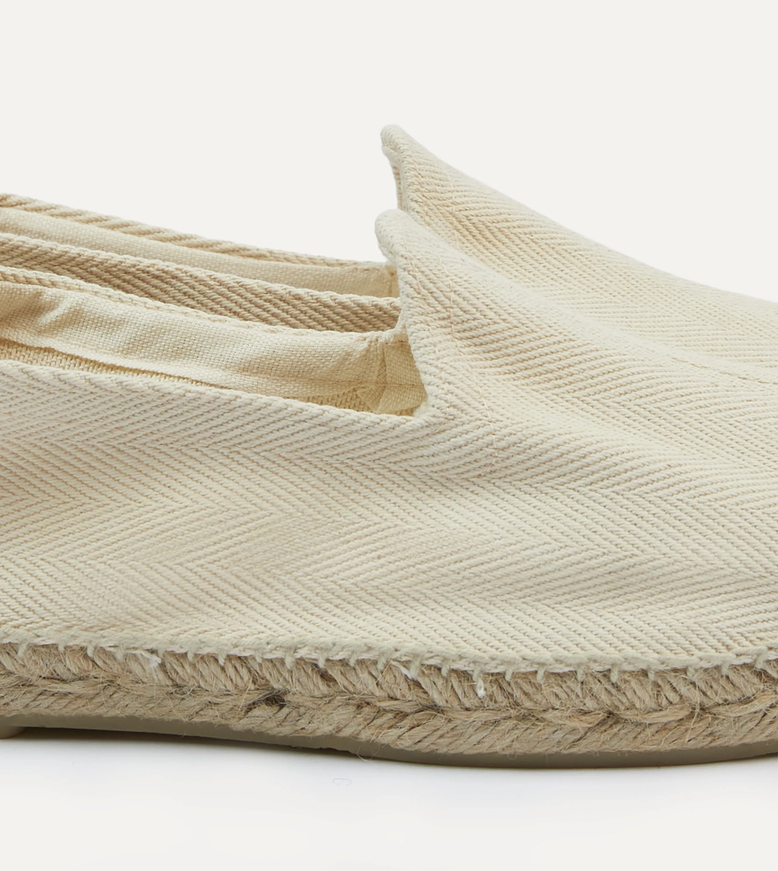 Ecru Herringbone Cotton Espadrilles