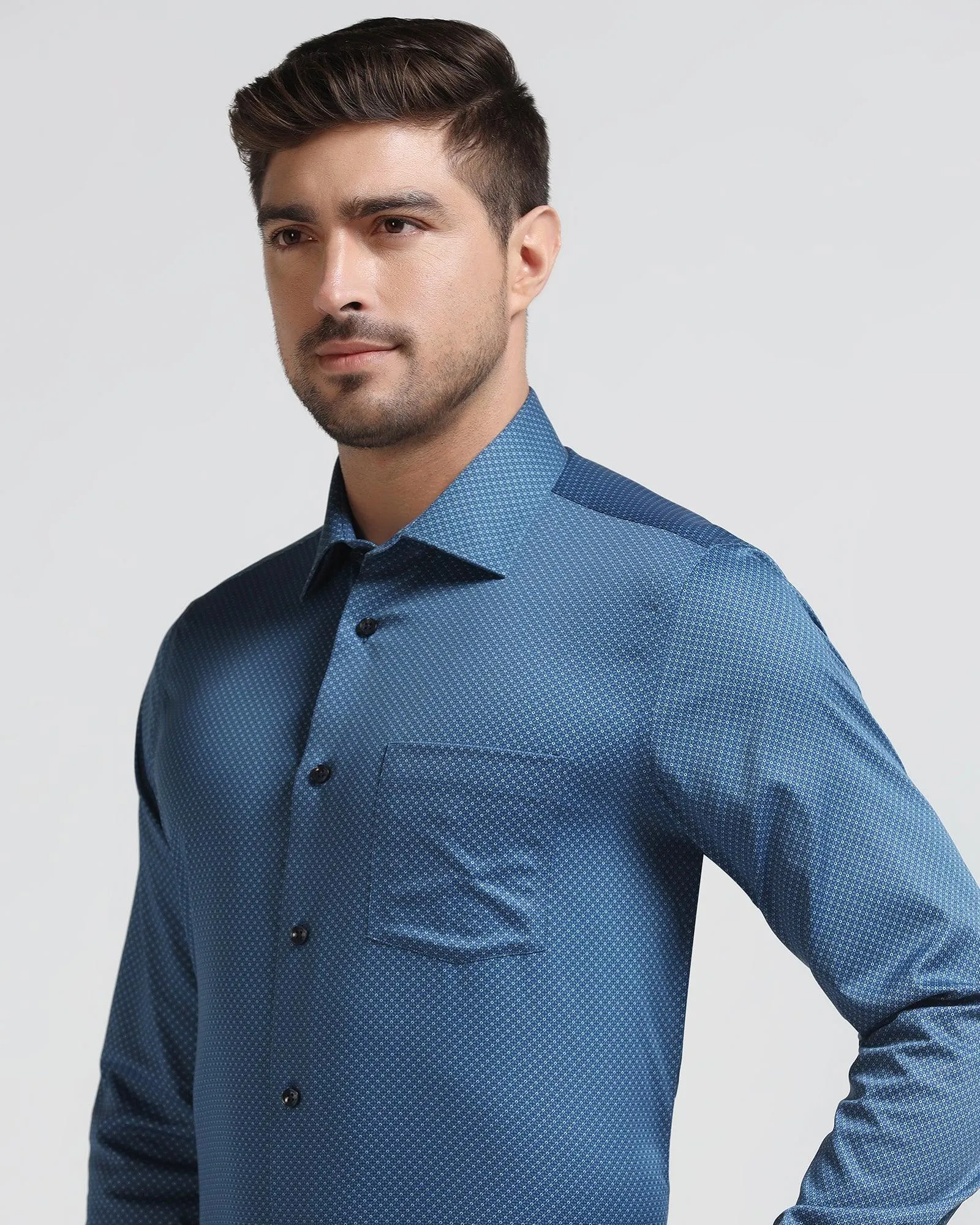 Formal Blue Printed Shirt - Brion