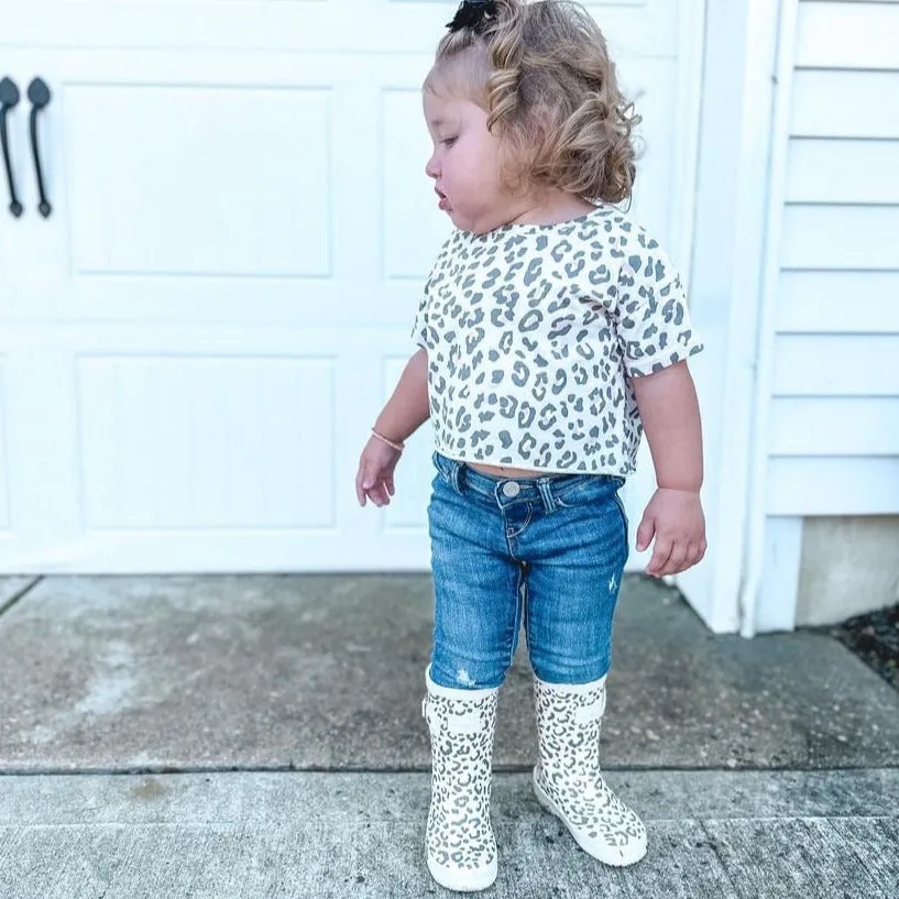 Girls Rain Boots in Leopard - Pavlova