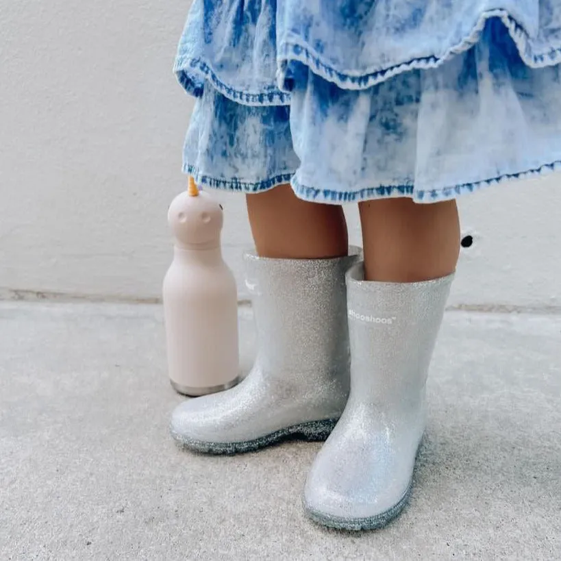 Girls Rain Boots in Silver - The Glitz