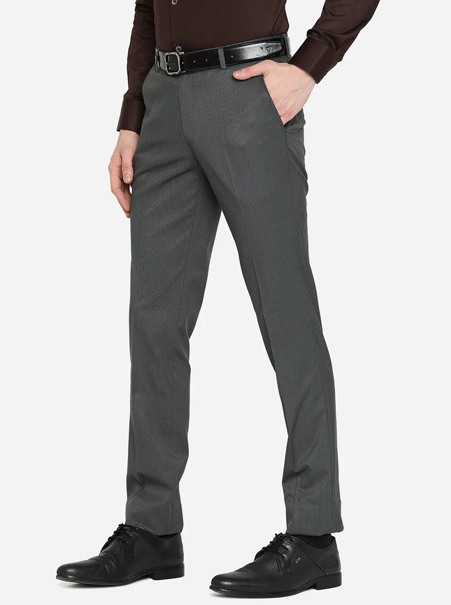 Grey Solid Super Slim Fit Formal Trouser | JadeBlue Youth