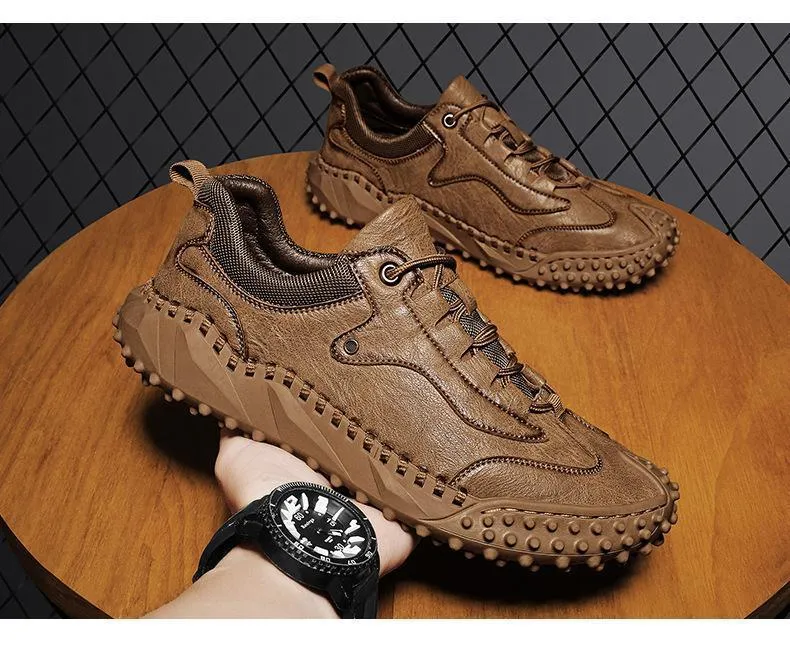 Hand-stitched fashion outdoor sports leather hiking shoes