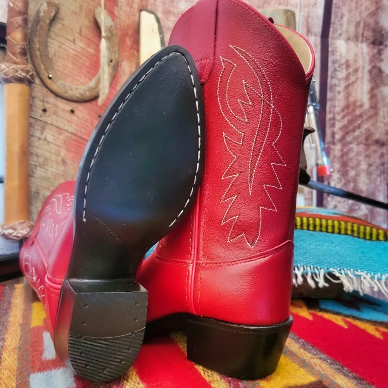 Kids' Leather Boots "Red" by Old West sizes 9-6 8116