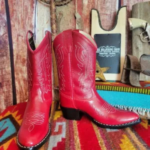 Kids' Leather Boots "Red" by Old West sizes 9-6 8116