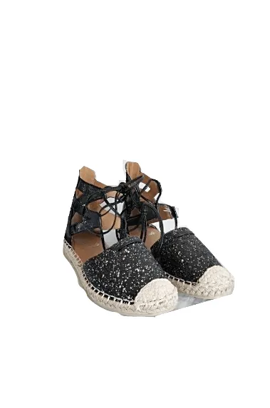 Laik Moda Womens Ankle Tie Glitter Espadrilles