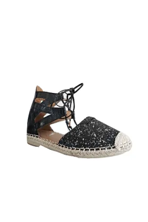 Laik Moda Womens Ankle Tie Glitter Espadrilles