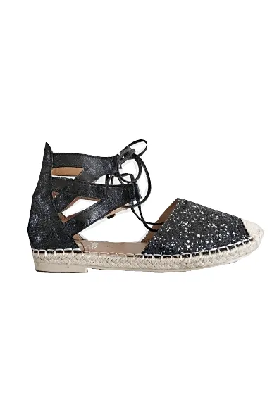 Laik Moda Womens Ankle Tie Glitter Espadrilles