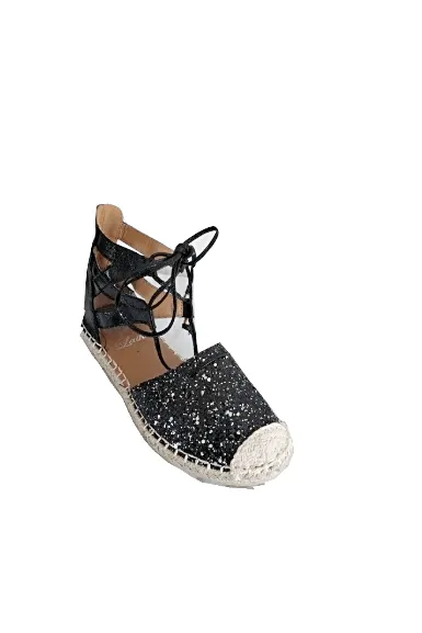 Laik Moda Womens Ankle Tie Glitter Espadrilles