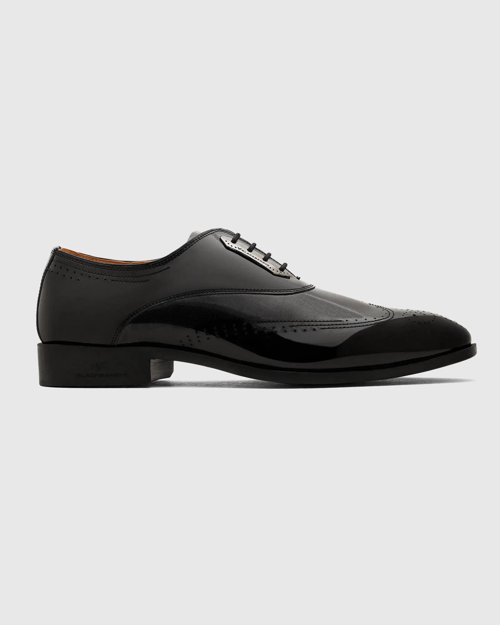 Leather Black Solid Oxford Shoes - Reed