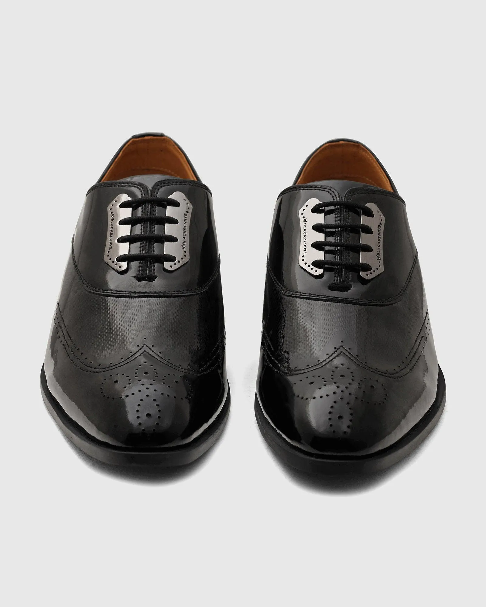 Leather Black Solid Oxford Shoes - Reed