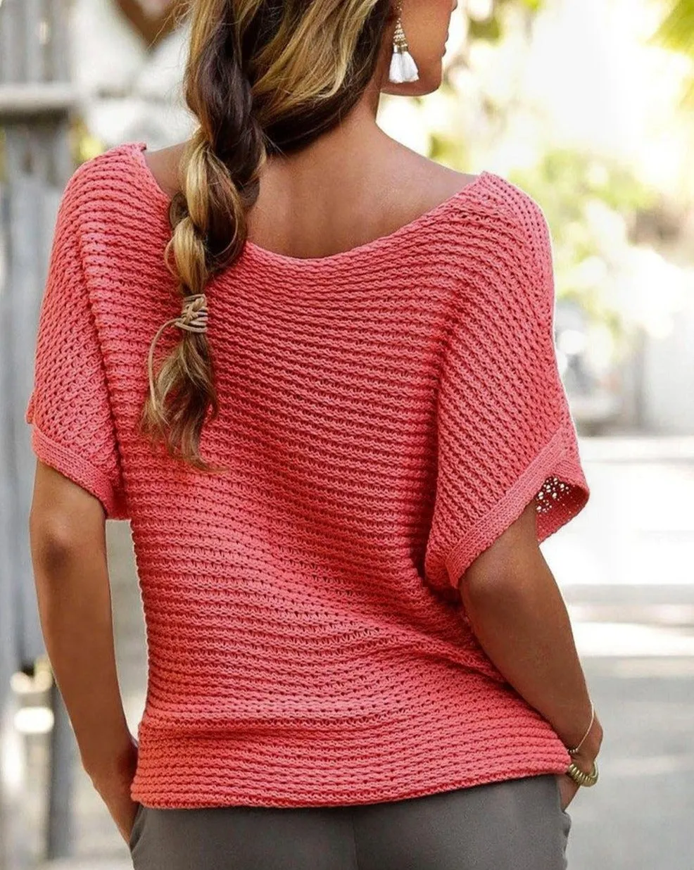 Loose Knit Dolman Sleeve Sweater