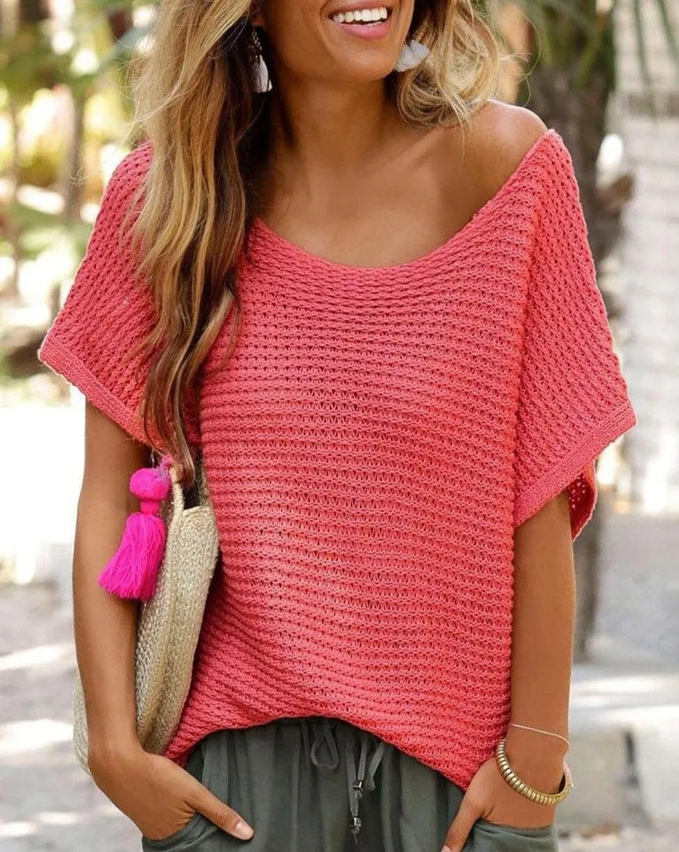 Loose Knit Dolman Sleeve Sweater