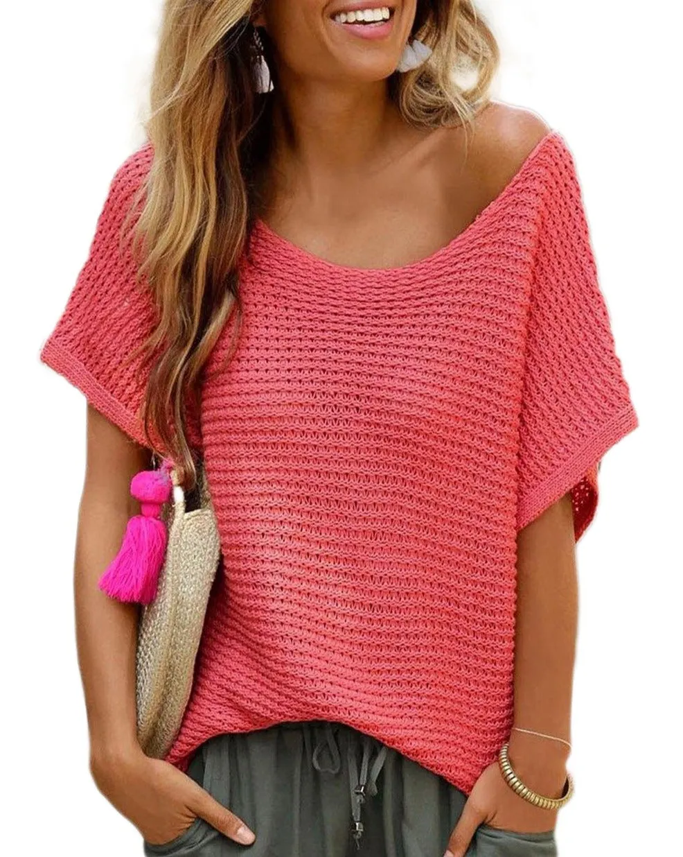 Loose Knit Dolman Sleeve Sweater