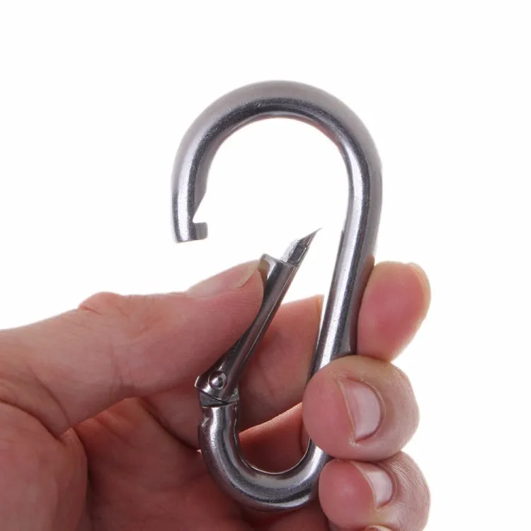 M12 Stainless Steel Carabiner Spring Hook Multi-tool Mountaineering Buckle Lock Camping Hook Rope, Inner Diameter: 11.73mm