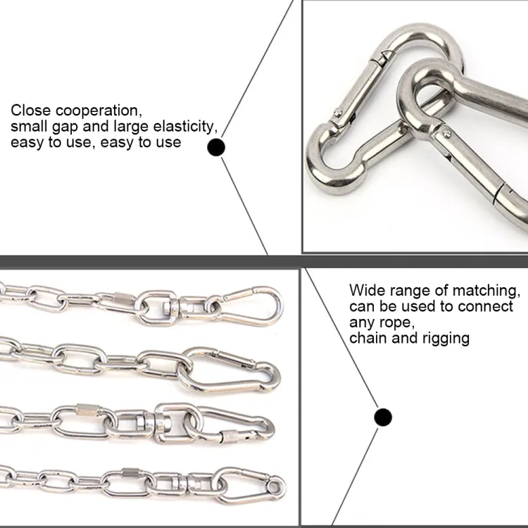 M12 Stainless Steel Carabiner Spring Hook Multi-tool Mountaineering Buckle Lock Camping Hook Rope, Inner Diameter: 11.73mm