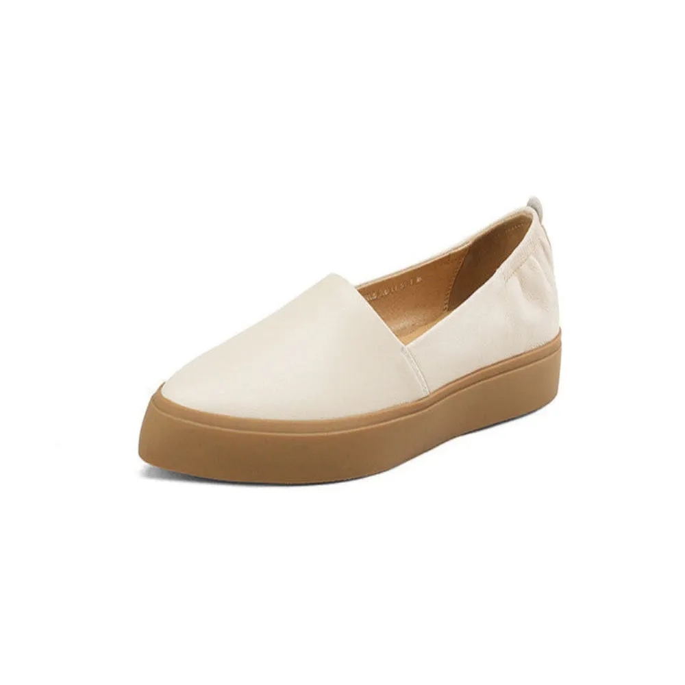 Merendy Salma Pointed Toe slip-on flat heels brown beige loafers