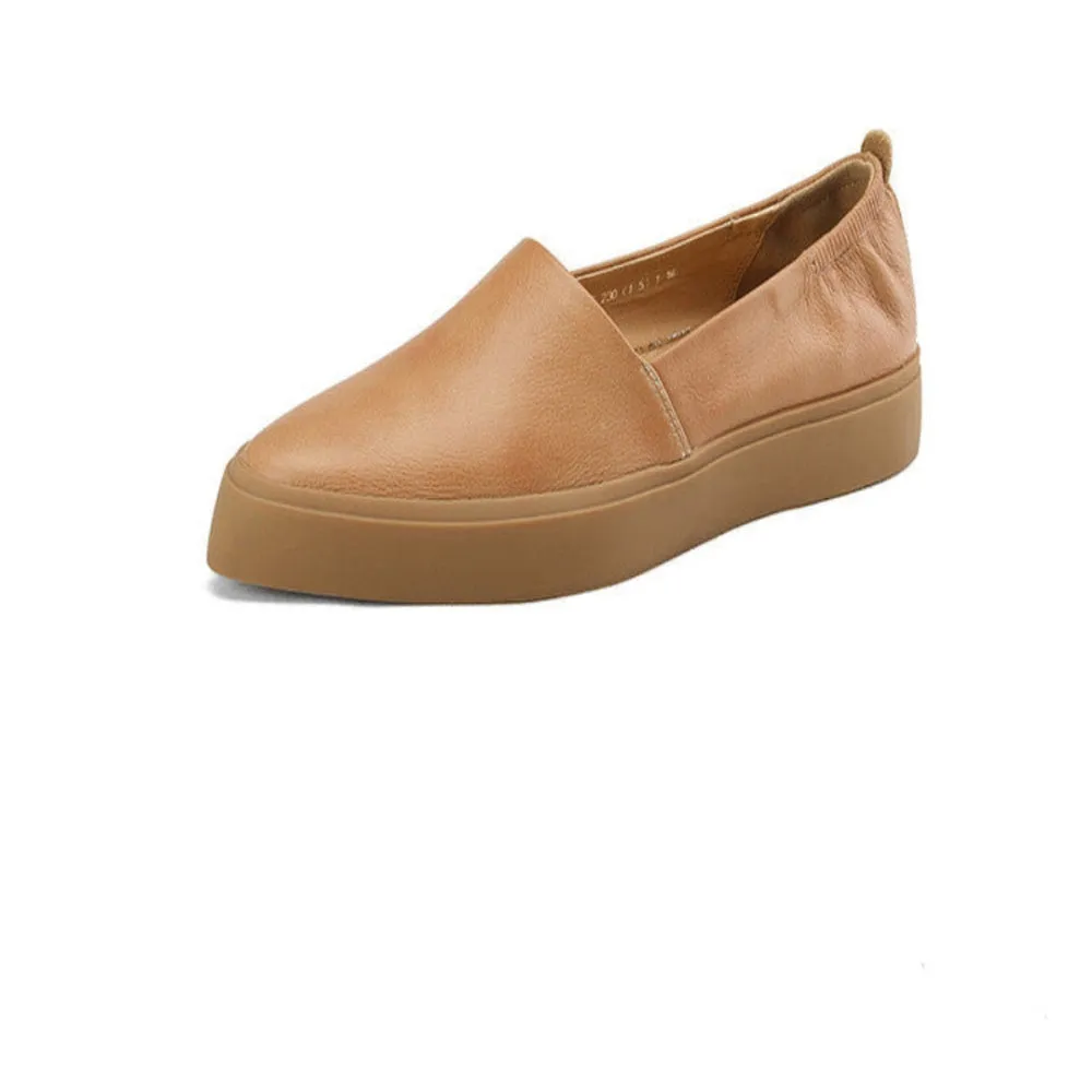 Merendy Salma Pointed Toe slip-on flat heels brown beige loafers