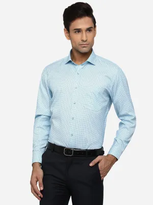 Mint Blue Printed Regular Fit Formal Shirt | Greenfibre