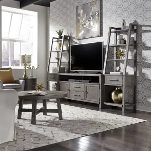 Modern Farmhouse - Entertainment Center With Piers - Dusty Charcoal