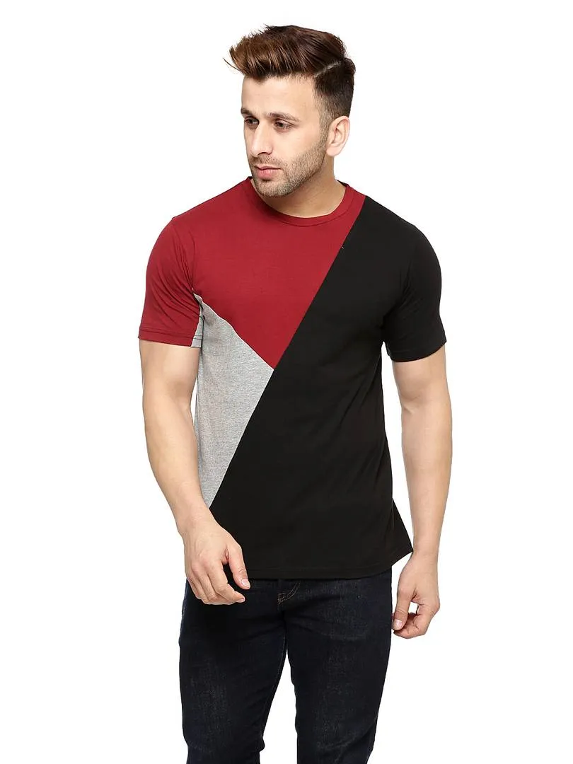 Multicoloured Cotton Colourblocked Round Neck Tees