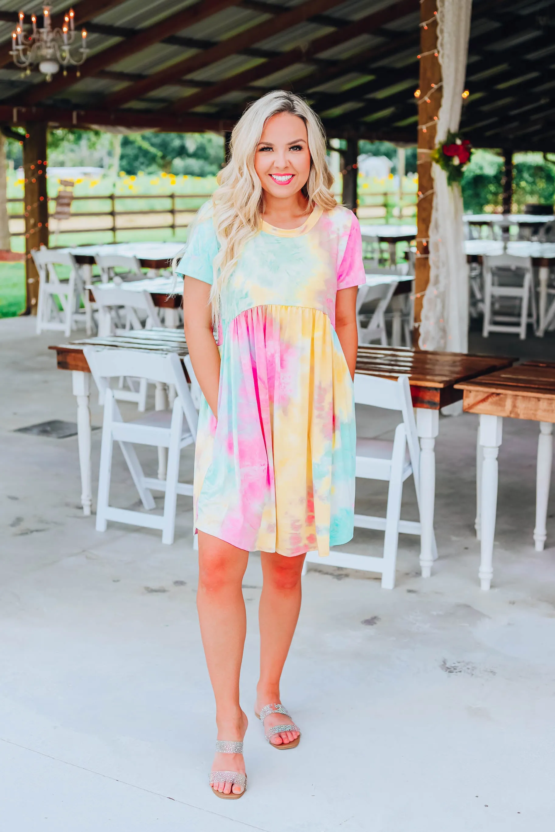 Neon Rainbow Baby Doll Dress S-3X