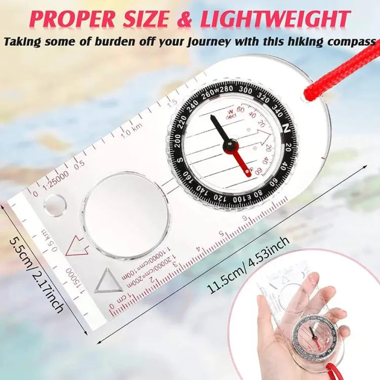 Nisa SD482 Outdoor Compass Map Scale with Magnifying Glass Multifunction