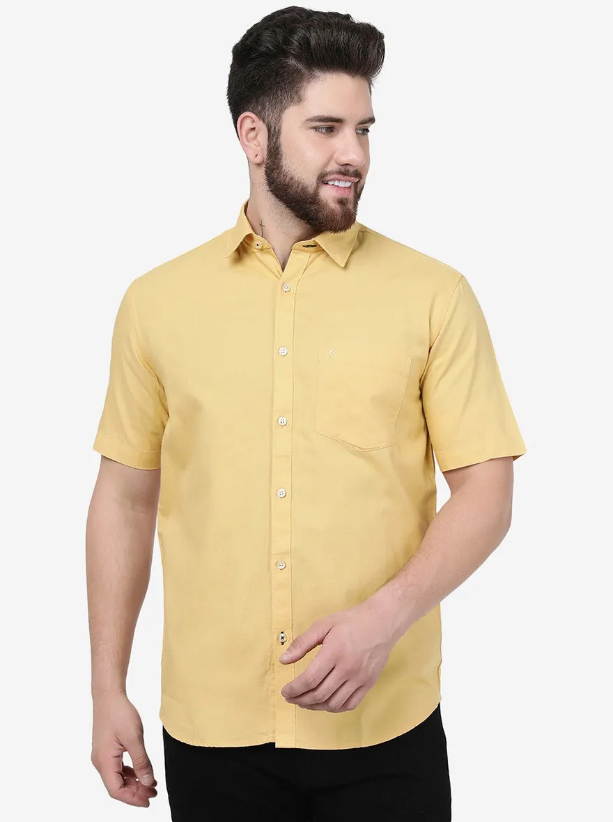 Pineapple Yellow Solid Smart Fit Semi Casual Shirt | Greenfibre