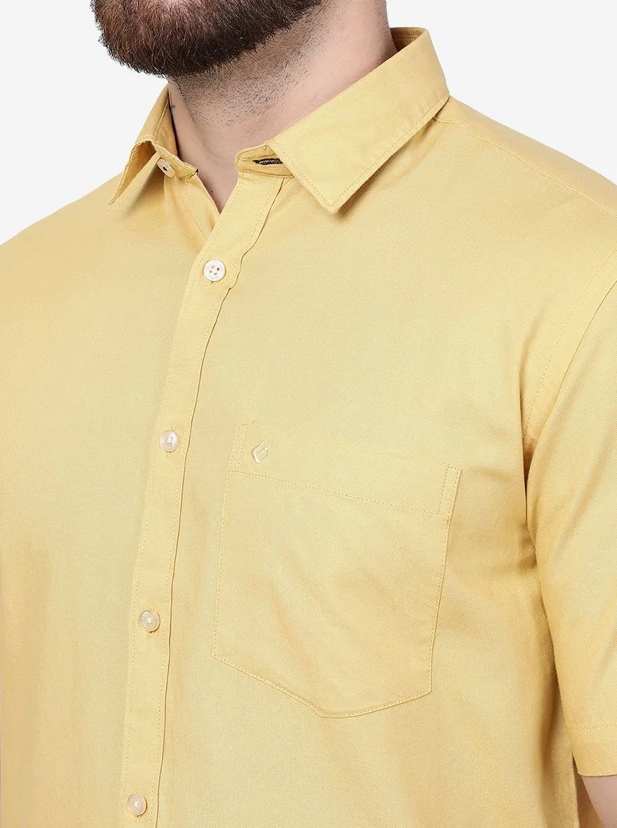 Pineapple Yellow Solid Smart Fit Semi Casual Shirt | Greenfibre